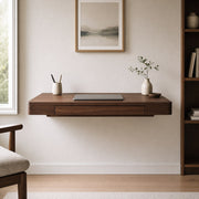 Floating Storage Desk in a warm modern interior