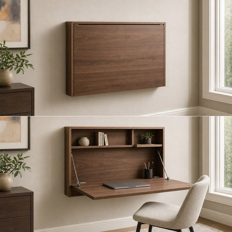 Foldaway Wall Desk in a warm modern interior
