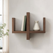 Geometric Wood Wall Shelf in a warm modern interior