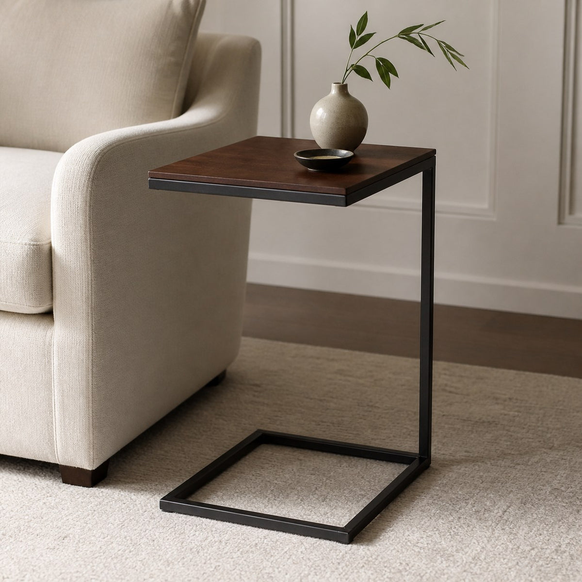Minimal C Side Table in a warm modern interior