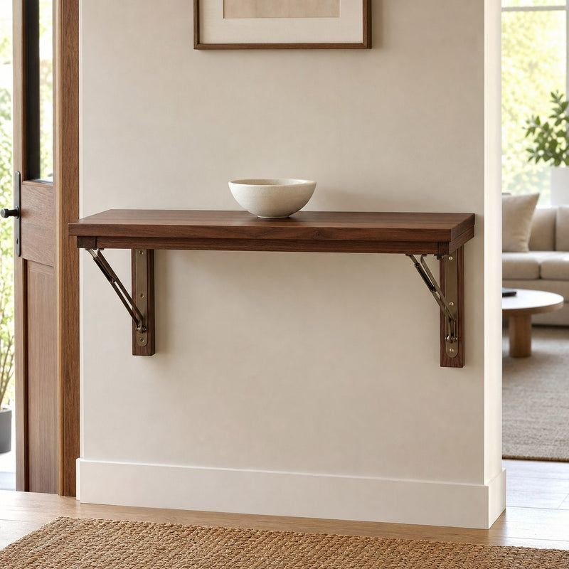 Solid Wood Folding Console in a warm modern interior